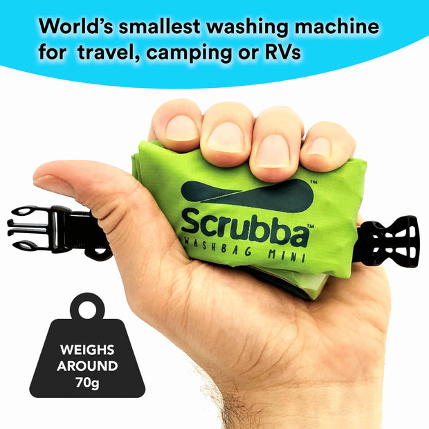  Scrubba Bolsa de lavado portátil – Lavadora de manos plegable  para hotel y viajes – Bolsa de lavandería ligera y pequeña ecológica para  acampar en cualquier lugar, 6.3 x 2.4 x 2.4 pulgadas : Electrodomésticos