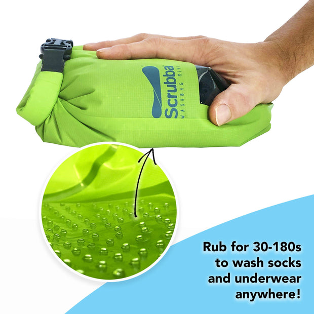 Scrubba Portable Wash Bag Kit (5 Pieces) – Hand Washing Machine  System for Hotel, Hiking & Travel Wash – Light and Small Eco-friendly  Camping Laundry Bag, Green, Regular Size : Appliances