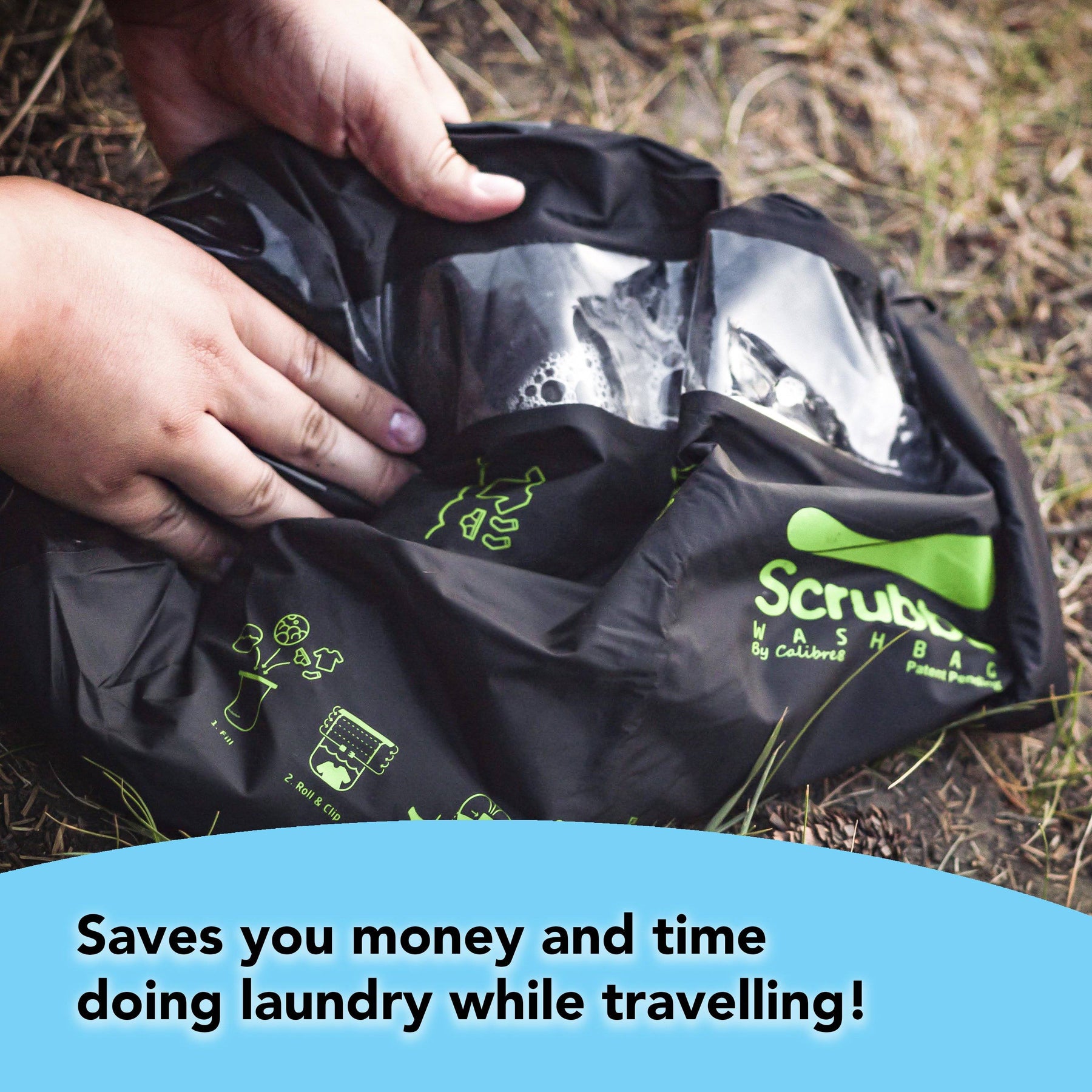 Scrubba Portable Wash Bag - Hand Washing Machine for Hotel and Travel - Light and Small Eco-Friendly Camping Laundry Bag for Washing Clothes Anywhere